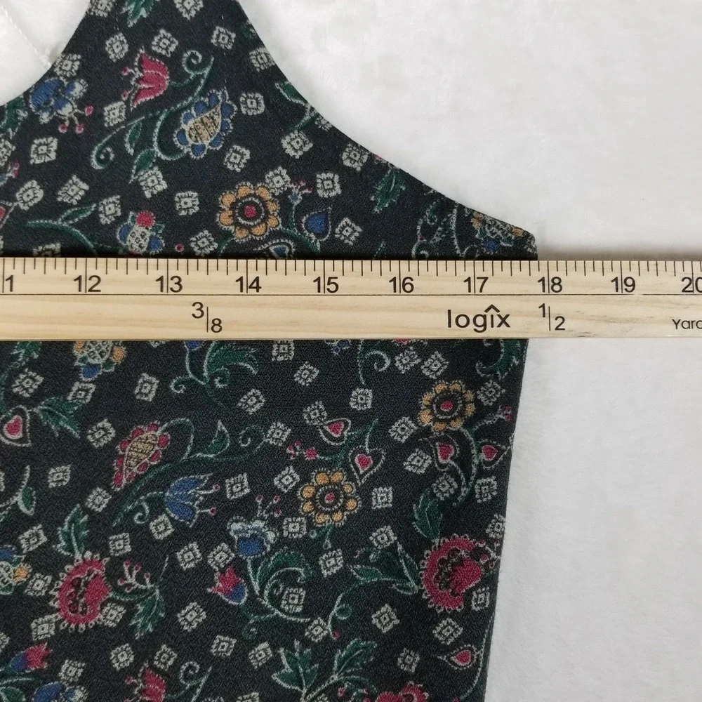 Woolrich Midi Dress Womens Medium Black Floral Tapestry Sleeveless 4368